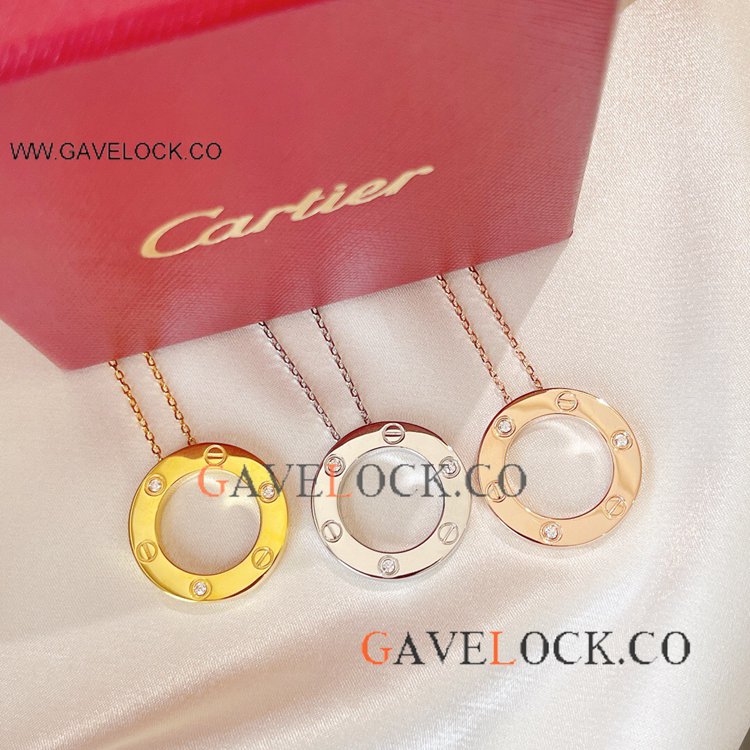 AAA Copy Cartier Love Necklace S925 Silver with 3 Diamond